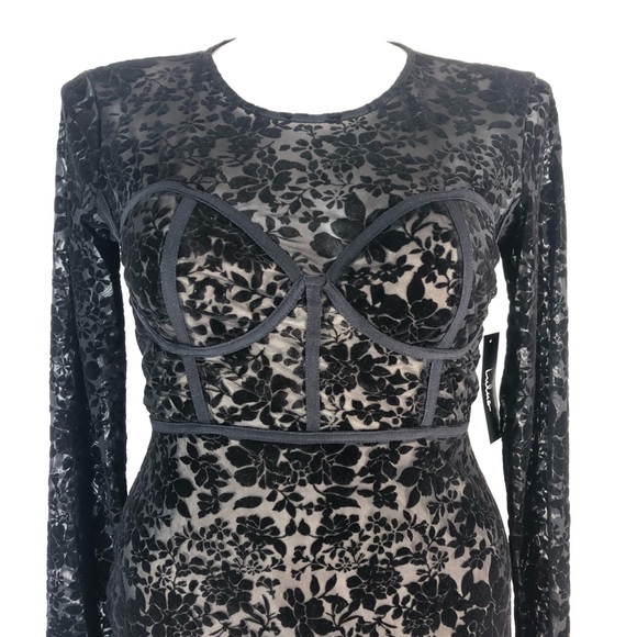 SOLD Lulus Cor-Set to Go Black Burnout Velvet - Picture 7 of 14